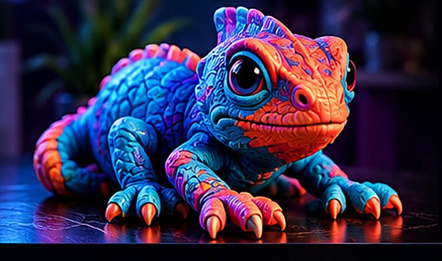 Neon chameleon 3D print