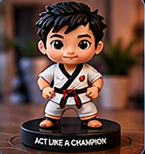 Karate kid figurine on a custom base
